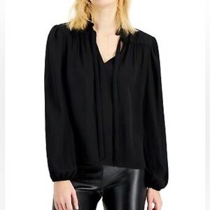 INC International Concepts Tie Neck Blouse, Size M, NWT